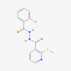 molecular formula C14H12ClN3O2S B2726296 2-chloro-N'-[2-(methylsulfanyl)pyridine-3-carbonyl]benzohydrazide CAS No. 1253398-52-5