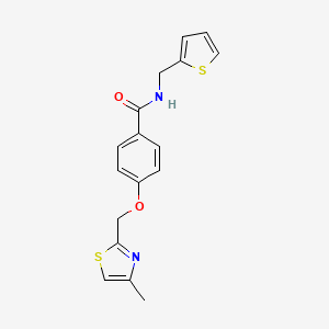 molecular formula C17H16N2O2S2 B2726314 4-((4-methylthiazol-2-yl)methoxy)-N-(thiophen-2-ylmethyl)benzamide CAS No. 1251682-46-8