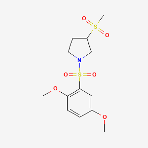 molecular formula C13H19NO6S2 B2726315 1-((2,5-Dimethoxyphenyl)sulfonyl)-3-(methylsulfonyl)pyrrolidine CAS No. 1448069-38-2