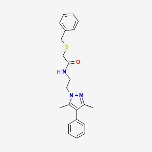 molecular formula C22H25N3OS B2726317 2-(benzylthio)-N-(2-(3,5-dimethyl-4-phenyl-1H-pyrazol-1-yl)ethyl)acetamide CAS No. 2034506-45-9