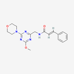 molecular formula C18H21N5O3 B2726319 N-((4-methoxy-6-morpholino-1,3,5-triazin-2-yl)methyl)cinnamamide CAS No. 2035017-94-6