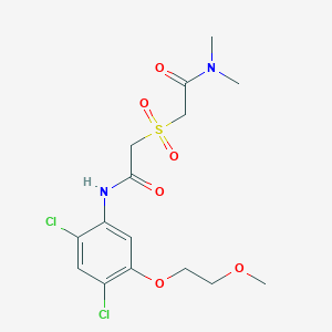 molecular formula C15H20Cl2N2O6S B2726320 2-({2-[2,4-dichloro-5-(2-methoxyethoxy)anilino]-2-oxoethyl}sulfonyl)-N,N-dimethylacetamide CAS No. 341965-04-6