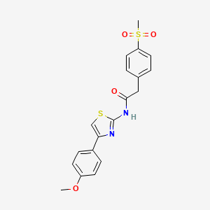 molecular formula C19H18N2O4S2 B2726325 N-(4-(4-甲氧基苯基)噻唑-2-基)-2-(4-(甲磺基)苯基)乙酰胺 CAS No. 919848-64-9