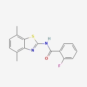 molecular formula C16H13FN2OS B2726326 N-(4,7-dimethyl-1,3-benzothiazol-2-yl)-2-fluorobenzamide CAS No. 839693-14-0