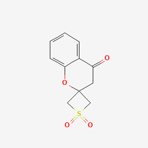 molecular formula C11H10O4S B2726330 Spiro[chromane-2,3'-thietan]-4-one 1',1'-dioxide CAS No. 1823777-05-4