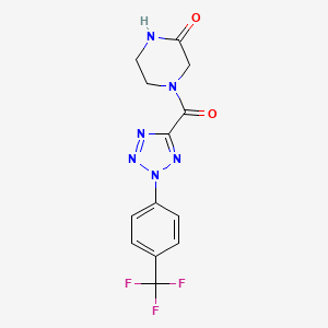 molecular formula C13H11F3N6O2 B2726338 4-(2-(4-(trifluoromethyl)phenyl)-2H-tetrazole-5-carbonyl)piperazin-2-one CAS No. 1396879-51-8