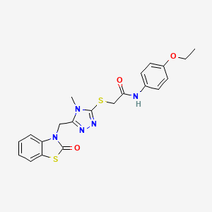 molecular formula C21H21N5O3S2 B2726343 N-(4-乙氧基苯基)-2-((4-甲基-5-((2-氧代苯并[d]噻唑-3(2H)-基)甲基)-4H-1,2,4-三唑-3-基)硫)乙酰胺 CAS No. 847400-42-4