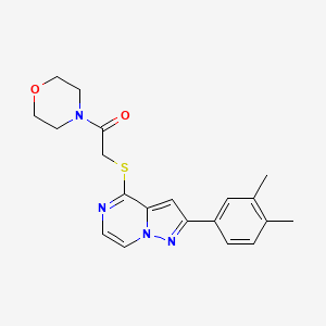 molecular formula C20H22N4O2S B2726346 2-((2-(3,4-Dimethylphenyl)pyrazolo[1,5-a]pyrazin-4-yl)thio)-1-morpholinoethanone CAS No. 1428362-29-1