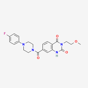 molecular formula C22H23FN4O4 B2726347 7-(4-(4-fluorophenyl)piperazine-1-carbonyl)-3-(2-methoxyethyl)quinazoline-2,4(1H,3H)-dione CAS No. 892271-50-0