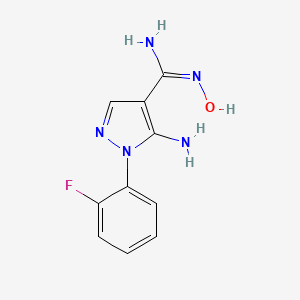 molecular formula C10H10FN5O B2726349 5-氨基-1-(2-氟苯基)-N'-羟基-1H-吡唑-4-甲酰胺 CAS No. 89433-80-7