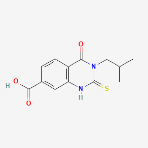 molecular formula C13H14N2O3S B2726350 3-Isobutyl-2-mercapto-4-oxo-3,4-dihydroquinazoline-7-carboxylic acid CAS No. 792954-09-7