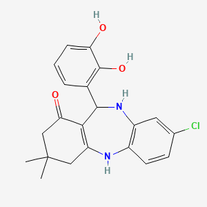 molecular formula C21H21ClN2O3 B2726351 3-chloro-6-(2,3-dihydroxyphenyl)-9,9-dimethyl-6,8,10,11-tetrahydro-5H-benzo[b][1,4]benzodiazepin-7-one CAS No. 1023497-45-1