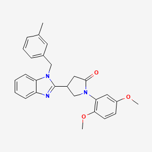 molecular formula C27H27N3O3 B2726352 1-(2,5-二甲氧基苯基)-4-[1-(3-甲基苯基)-1H-苯并咪唑-2-基]吡咯烷-2-酮 CAS No. 847397-31-3