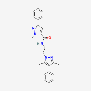 molecular formula C24H25N5O B2726355 N-(2-(3,5-dimethyl-4-phenyl-1H-pyrazol-1-yl)ethyl)-1-methyl-3-phenyl-1H-pyrazole-5-carboxamide CAS No. 2034506-19-7