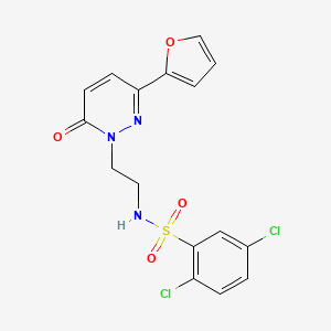 molecular formula C16H13Cl2N3O4S B2726356 2,5-二氯-N-(2-(3-(呋喃-2-基)-6-氧代吡啶并[1(6H)-基]基)乙基)苯磺酰胺 CAS No. 946344-28-1