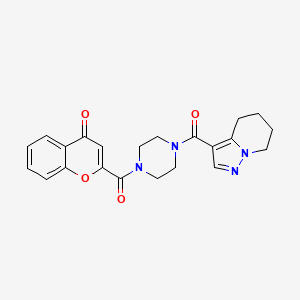 molecular formula C22H22N4O4 B2726357 2-(4-(4,5,6,7-tetrahydropyrazolo[1,5-a]pyridine-3-carbonyl)piperazine-1-carbonyl)-4H-chromen-4-one CAS No. 2034586-70-2