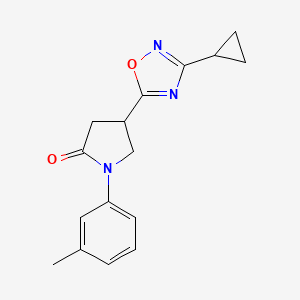 molecular formula C16H17N3O2 B2726358 4-(3-Cyclopropyl-1,2,4-oxadiazol-5-yl)-1-(3-methylphenyl)pyrrolidin-2-one CAS No. 1170117-98-2
