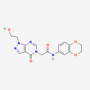 molecular formula C17H17N5O5 B2726361 N-(2,3-dihydro-1,4-benzodioxin-6-yl)-2-[1-(2-hydroxyethyl)-4-oxopyrazolo[3,4-d]pyrimidin-5-yl]acetamide CAS No. 900011-45-2