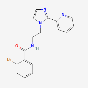 molecular formula C17H15BrN4O B2726362 2-溴-N-(2-(2-(吡啶-2-基)-1H-咪唑-1-基)乙基)苯甲酰胺 CAS No. 2034233-79-7