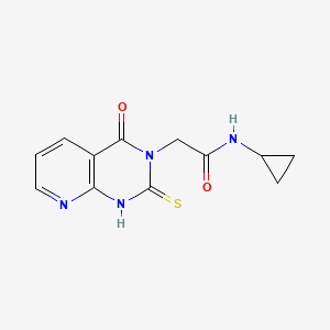 molecular formula C12H12N4O2S B2726366 N-环丙基-2-(4-氧代-2-硫代-1H-吡啶并[2,3-d]嘧啶-3-基)乙酰胺 CAS No. 688793-71-7