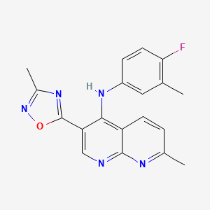molecular formula C19H16FN5O B2726368 N-(4-氟-3-甲基苯基)-N-[7-甲基-3-(3-甲基-1,2,4-噁二唑-5-基)[1,8]萘嘧啶-4-基]胺 CAS No. 1251621-55-2