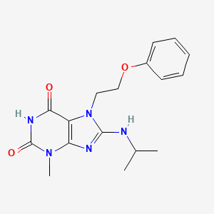 molecular formula C17H21N5O3 B2726383 8-(异丙基氨基)-3-甲基-7-(2-苯氧乙基)-1H-嘧啶-2,6(3H,7H)-二酮 CAS No. 1203261-05-5