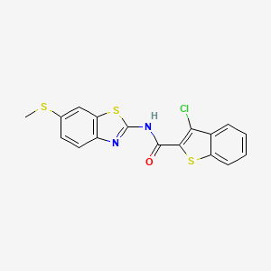 molecular formula C17H11ClN2OS3 B2726384 3-氯-N-(6-(甲硫基)苯并[1,3]噻唑-2-基)苯并[1,4]噻吩-2-甲酰胺 CAS No. 922626-49-1