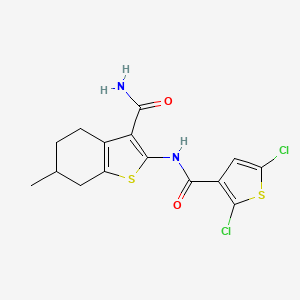 molecular formula C15H14Cl2N2O2S2 B2726409 2-(2,5-Dichlorothiophene-3-carboxamido)-6-methyl-4,5,6,7-tetrahydrobenzo[b]thiophene-3-carboxamide CAS No. 476643-06-8