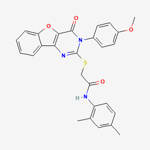 molecular formula C27H23N3O4S B2726428 N-(2,4-dimethylphenyl)-2-((3-(4-methoxyphenyl)-4-oxo-3,4-dihydrobenzofuro[3,2-d]pyrimidin-2-yl)thio)acetamide CAS No. 866897-00-9