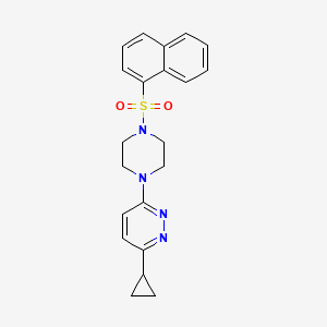 molecular formula C21H22N4O2S B2726433 3-环丙基-6-(4-(萘-1-基磺酰基)哌嗪-1-基)吡啶并[1,2-b]吡嗪 CAS No. 2034234-36-9