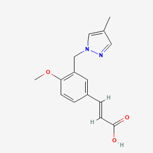 molecular formula C15H16N2O3 B2726437 (2E)-3-{4-甲氧基-3-[(4-甲基-1H-吡唑-1-基)甲基]苯基}丙烯酸 CAS No. 1020050-92-3