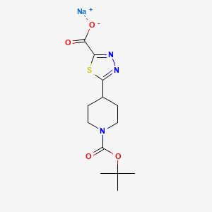 molecular formula C13H18N3NaO4S B2726440 Sodium;5-[1-[(2-methylpropan-2-yl)oxycarbonyl]piperidin-4-yl]-1,3,4-thiadiazole-2-carboxylate CAS No. 2416230-89-0