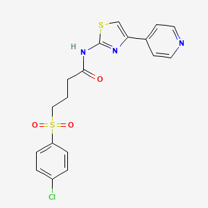 molecular formula C18H16ClN3O3S2 B2726442 4-((4-chlorophenyl)sulfonyl)-N-(4-(pyridin-4-yl)thiazol-2-yl)butanamide CAS No. 922971-16-2