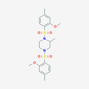 molecular formula C21H28N2O6S2 B272645 1,4-Bis[(2-methoxy-4-methylphenyl)sulfonyl]-2-methylpiperazine 
