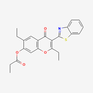 molecular formula C23H21NO4S B2726451 3-(苯并[d]噻唑-2-基)-2,6-二乙基-4-氧代-4H-香豆素-7-基丙酸酯 CAS No. 308297-73-6