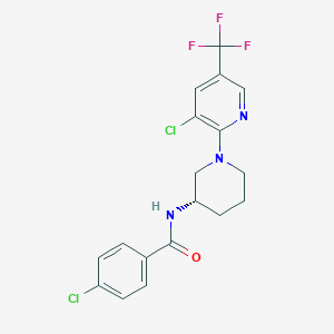 molecular formula C18H16Cl2F3N3O B2726452 4-chloro-N-[(3S)-1-[3-chloro-5-(trifluoromethyl)pyridin-2-yl]piperidin-3-yl]benzamide CAS No. 2085690-81-7