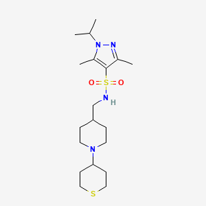1-isopropyl-3,5-dimethyl-N-((1-(tetrahydro-2H-thiopyran-4-yl)piperidin-4-yl)methyl)-1H-pyrazole-4-sulfonamide