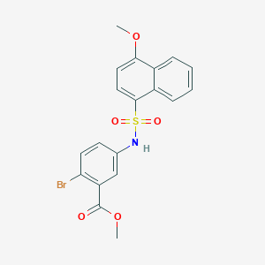 molecular formula C19H16BrNO5S B272646 Methyl 2-bromo-5-{[(4-methoxy-1-naphthyl)sulfonyl]amino}benzoate 