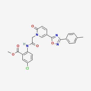 molecular formula C24H19ClN4O5 B2726460 甲酸甲酯 5-氯-2-(2-(2-氧代-5-(3-(对甲苯基)-1,2,4-噁二唑-5-基)吡啶-1(2H)-基)乙酰氨基)苯甲酸酯 CAS No. 1112408-70-4