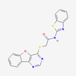 molecular formula C19H12N4O2S2 B2726466 N-(苯并[d]噻唑-2-基)-2-(苯并呋[3,2-d]嘧啶-4-基硫)乙酰胺 CAS No. 851130-27-3