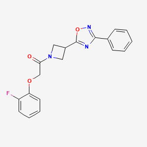 molecular formula C19H16FN3O3 B2726470 2-(2-Fluorophenoxy)-1-(3-(3-phenyl-1,2,4-oxadiazol-5-yl)azetidin-1-yl)ethanone CAS No. 1257550-80-3