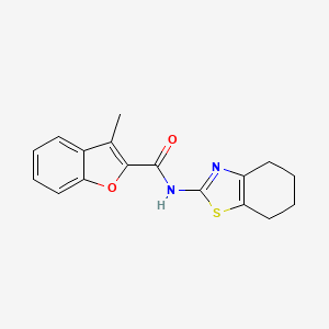molecular formula C17H16N2O2S B2726474 3-methyl-N-(4,5,6,7-tetrahydro-1,3-benzothiazol-2-yl)-1-benzofuran-2-carboxamide CAS No. 876720-96-6