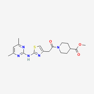 Methyl 1-(2-(2-((4,6-dimethylpyrimidin-2-yl)amino)thiazol-4-yl)acetyl)piperidine-4-carboxylate