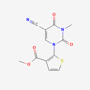 molecular formula C12H9N3O4S B2726488 甲基 2-[5-氰基-3-甲基-2,4-二氧代-3,4-二氢-1(2H)-嘧啶基]-3-噻吩甲酸酯 CAS No. 338777-34-7