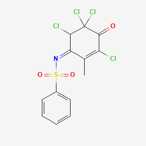 molecular formula C13H9Cl4NO3S B2726502 (E)-N-(3,5,5,6-tetrachloro-2-methyl-4-oxocyclohex-2-en-1-ylidene)benzenesulfonamide CAS No. 314751-56-9