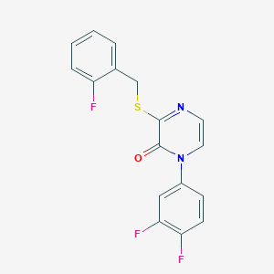 molecular formula C17H11F3N2OS B2726519 1-(3,4-Difluorophenyl)-3-[(2-fluorophenyl)methylsulfanyl]pyrazin-2-one CAS No. 899958-50-0