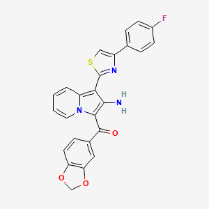 molecular formula C25H16FN3O3S B2726520 (2-氨基-1-(4-(4-氟苯基)噻唑-2-基)吲哚并[1,3]二噁嗪-5-基)甲酮 CAS No. 891023-06-6