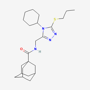molecular formula C23H36N4OS B2726527 N-[(4-cyclohexyl-5-propylsulfanyl-1,2,4-triazol-3-yl)methyl]adamantane-1-carboxamide CAS No. 477304-26-0