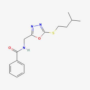 molecular formula C15H19N3O2S B2726531 N-((5-(isopentylthio)-1,3,4-oxadiazol-2-yl)methyl)benzamide CAS No. 941875-40-7