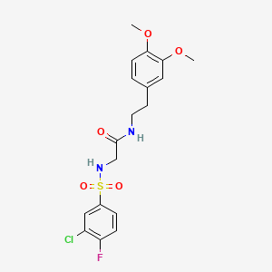 molecular formula C18H20ClFN2O5S B2726537 2-(3-氯-4-氟苯基磺酰氨基)-N-[2-(3,4-二甲氧基苯基)乙基]乙酰胺 CAS No. 690647-45-1